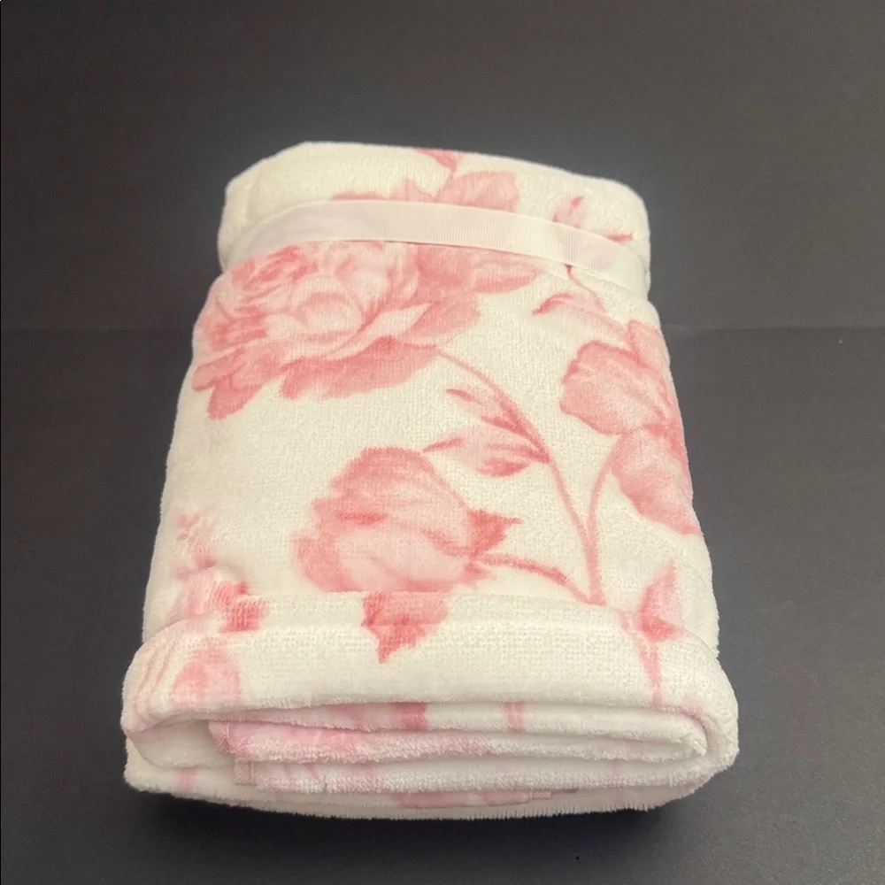 6pc CARO HOME 100% Cotton Pink Floral Bath Towel Set - Pink/White